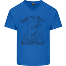 Koala Bear Earth Day Everyday Climate Change Mens V-Neck Cotton T-Shirt Royal Blue