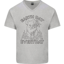 Koala Bear Earth Day Everyday Climate Change Mens V-Neck Cotton T-Shirt Sports Grey