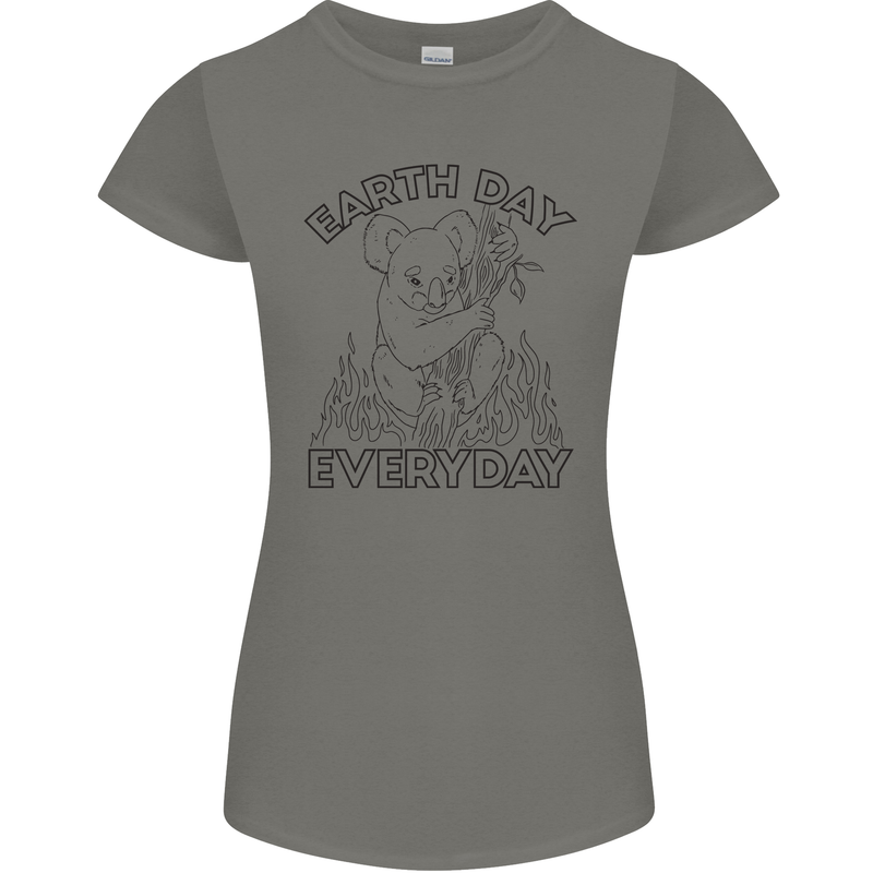 Koala Bear Earth Day Everyday Climate Change Womens Petite Cut T-Shirt Charcoal