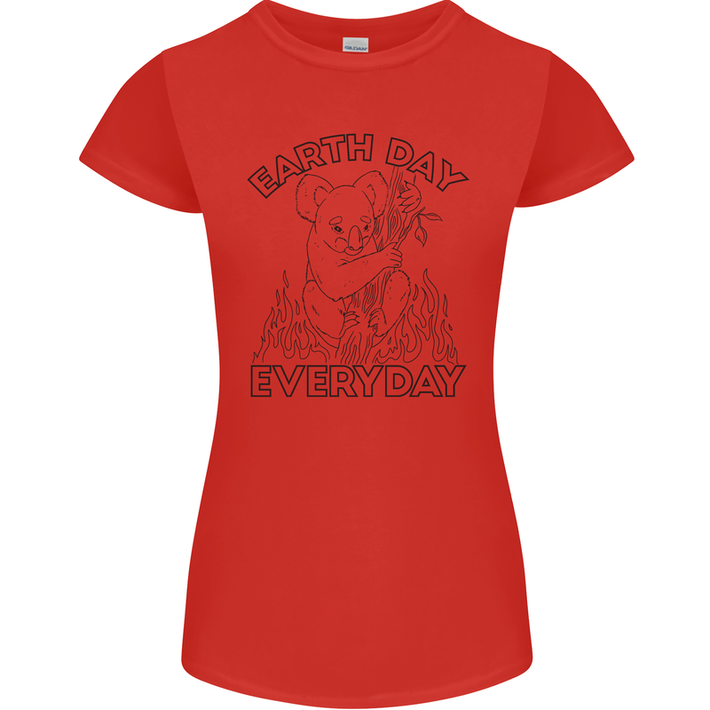 Koala Bear Earth Day Everyday Climate Change Womens Petite Cut T-Shirt Red