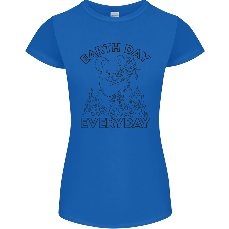 Koala Bear Earth Day Everyday Climate Change Womens Petite Cut T-Shirt Royal Blue