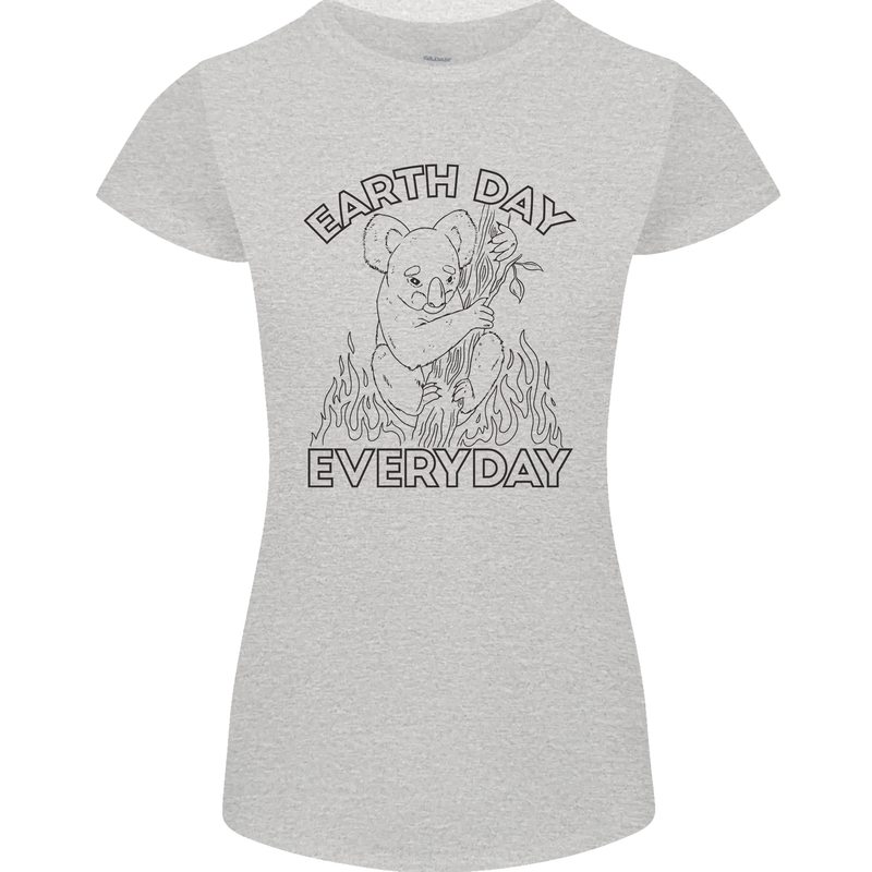 Koala Bear Earth Day Everyday Climate Change Womens Petite Cut T-Shirt Sports Grey