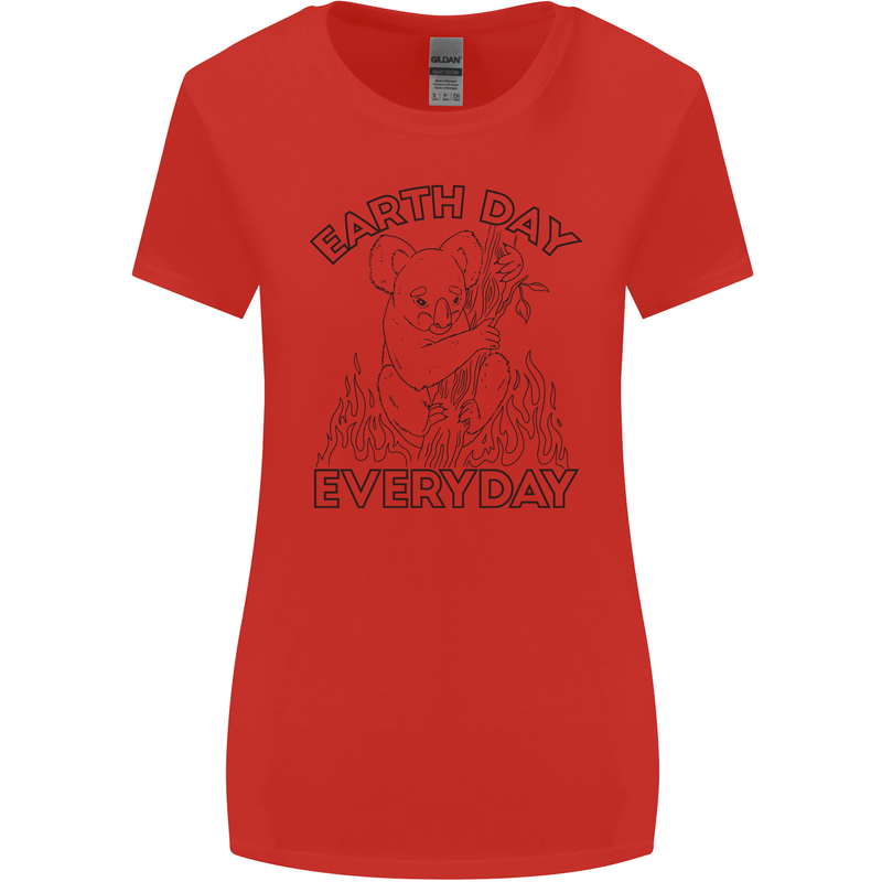 Koala Bear Earth Day Everyday Climate Change Womens Wider Cut T-Shirt Red