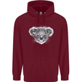 Koala Bear Head Childrens Kids Hoodie Maroon