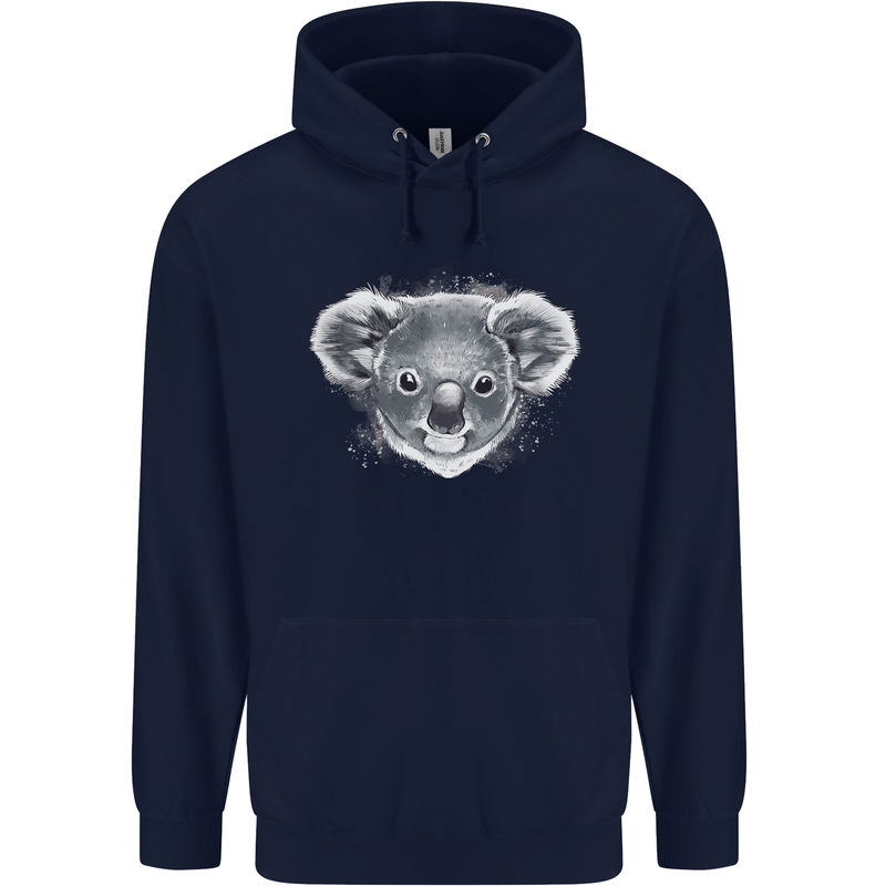 Koala Bear Head Childrens Kids Hoodie Navy Blue
