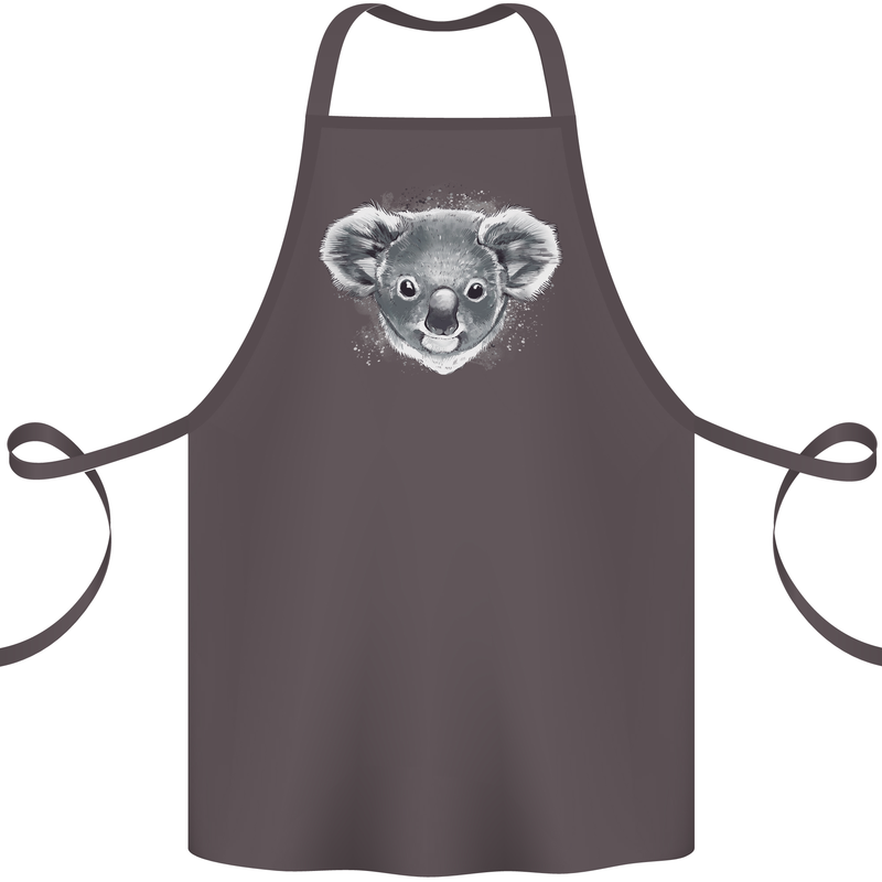 Koala Bear Head Cotton Apron 100% Organic Dark Grey