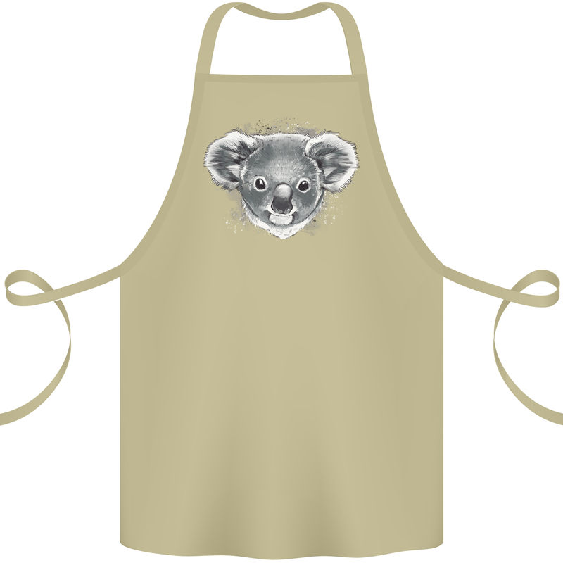 Koala Bear Head Cotton Apron 100% Organic Khaki