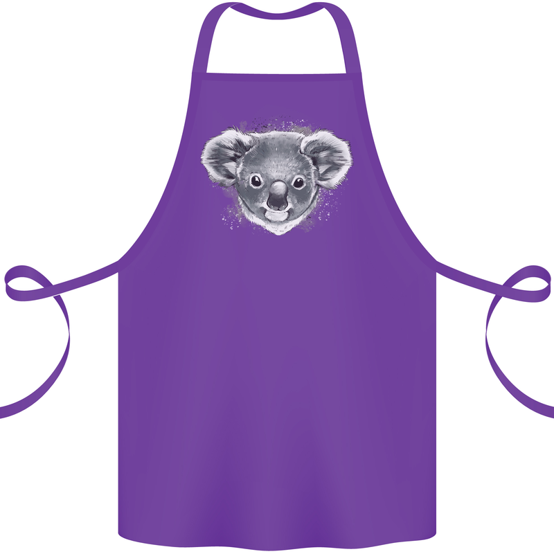 Koala Bear Head Cotton Apron 100% Organic Purple