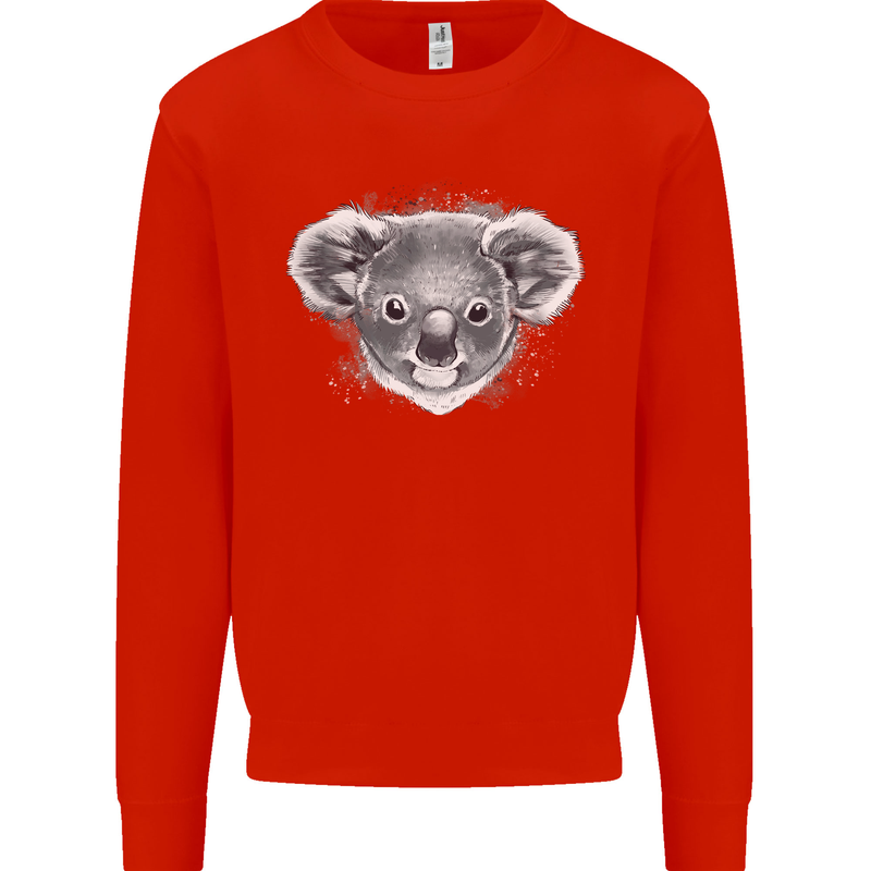 Koala Bear Head Kids Sweatshirt Jumper Bright Red