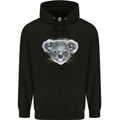 Koala Bear Head Mens 80% Cotton Hoodie Black