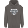 Koala Bear Head Mens 80% Cotton Hoodie Charcoal