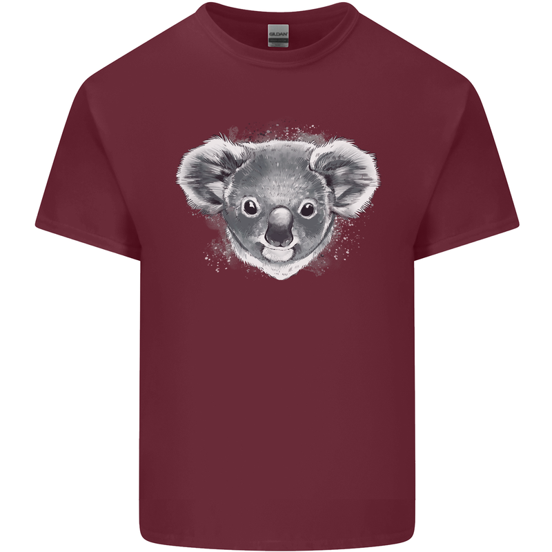 Koala Bear Head Mens Cotton T-Shirt Tee Top Maroon