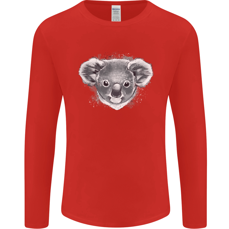 Koala Bear Head Mens Long Sleeve T-Shirt Red