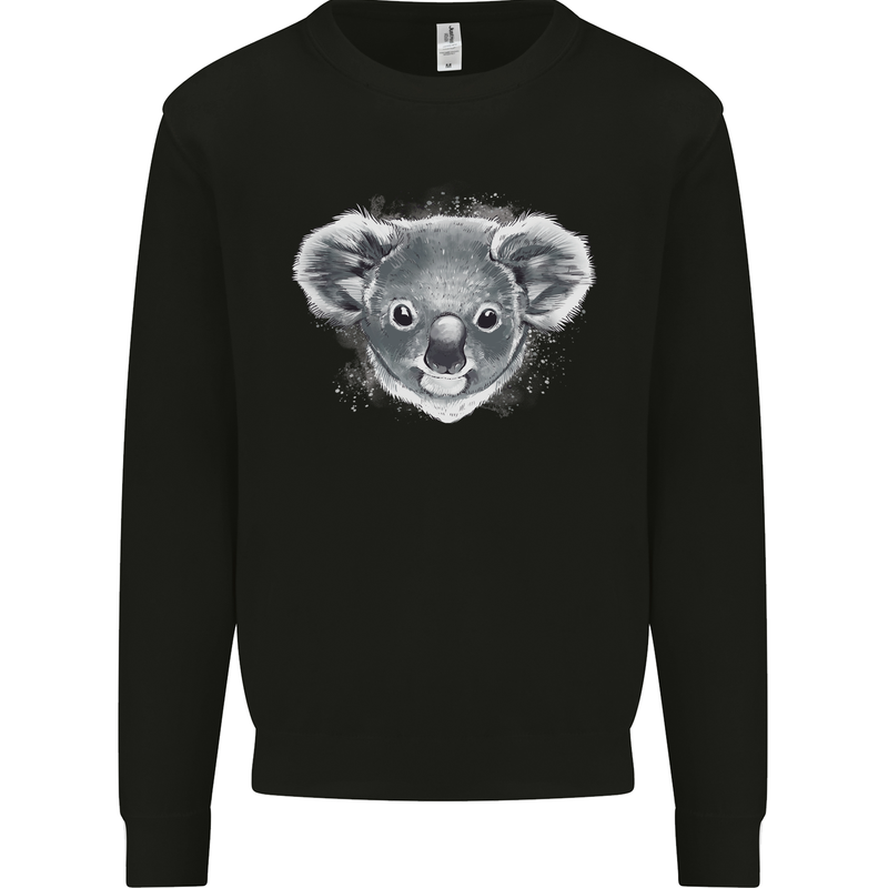 Koala Bear Head Mens Sweatshirt Jumper Black