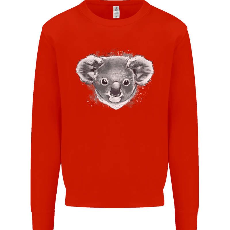 Koala Bear Head Mens Sweatshirt Jumper Bright Red