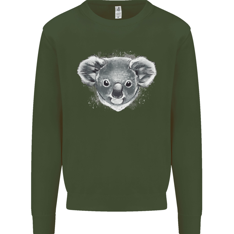 Koala Bear Head Mens Sweatshirt Jumper Forest Green