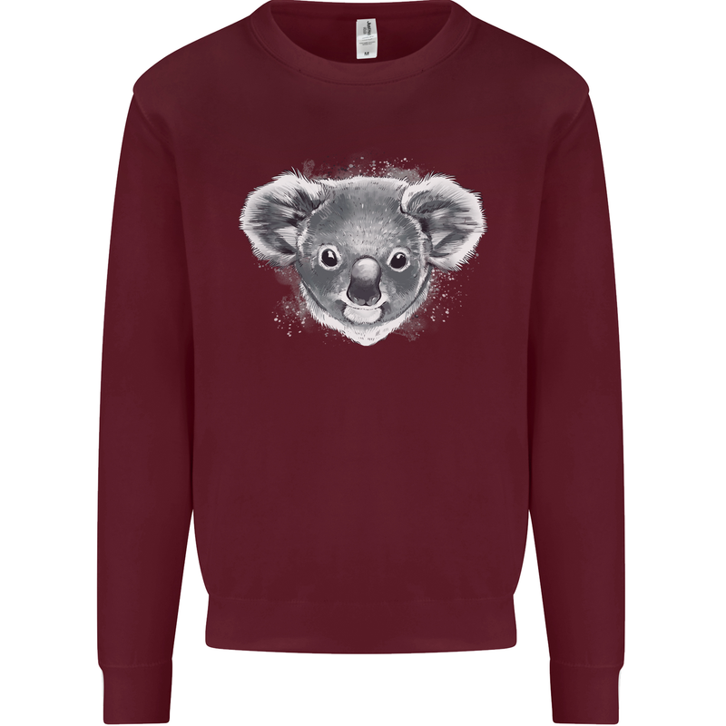 Koala Bear Head Mens Sweatshirt Jumper Maroon