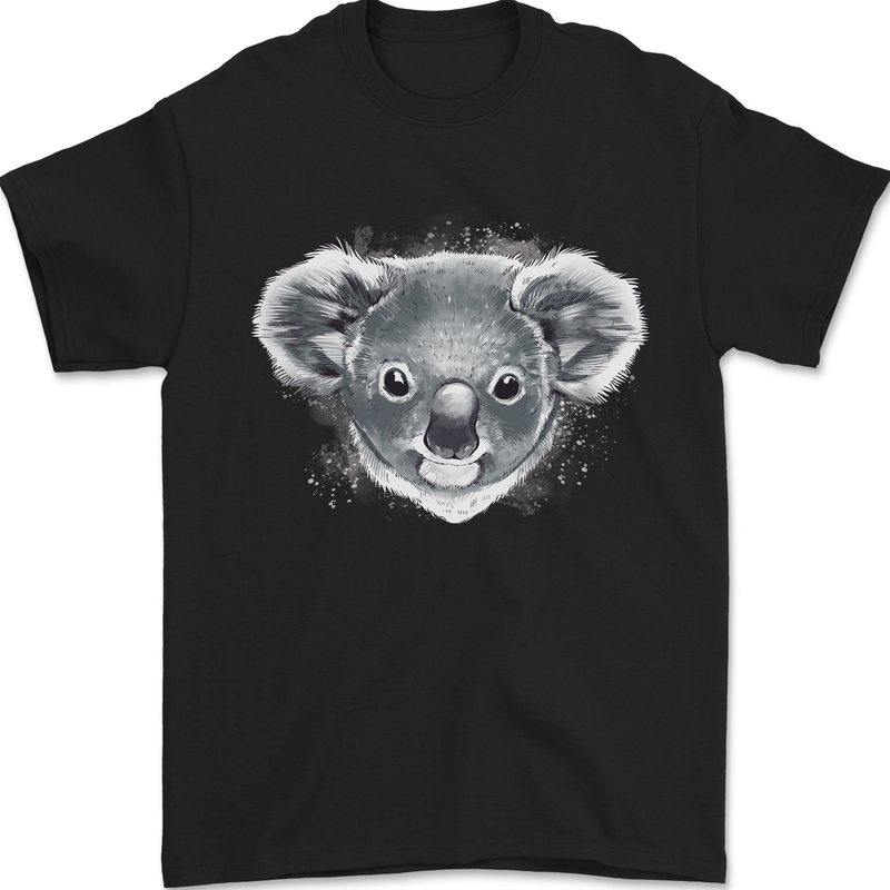 Koala Bear Head Mens T-Shirt 100% Cotton Black