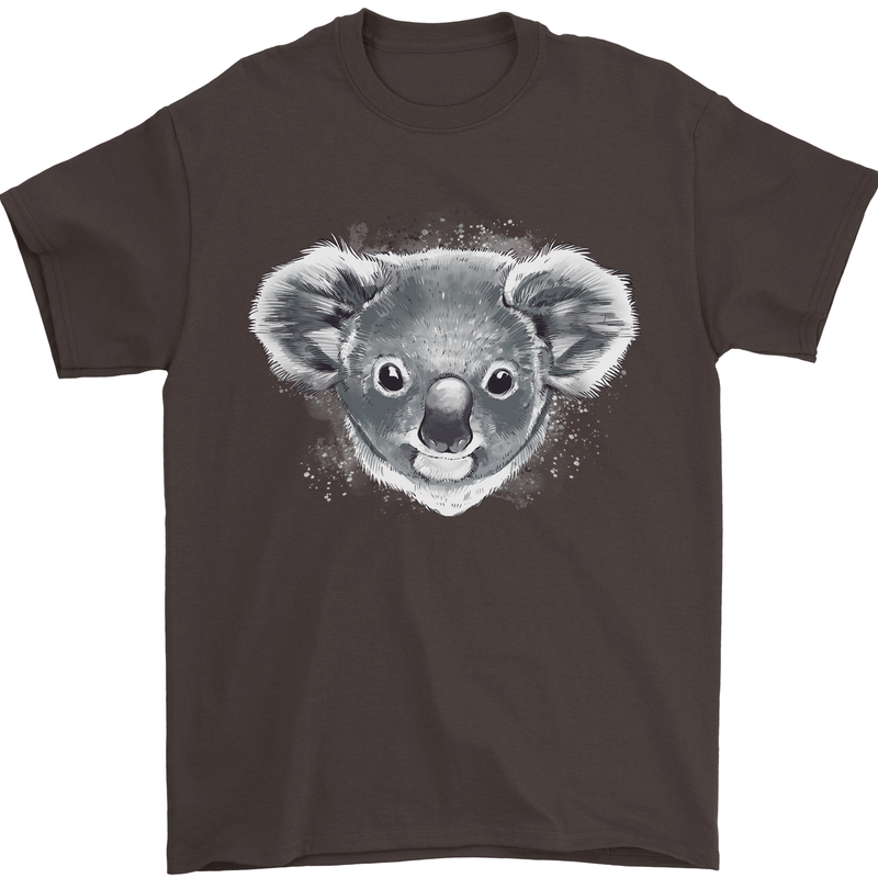 Koala Bear Head Mens T-Shirt 100% Cotton Dark Chocolate