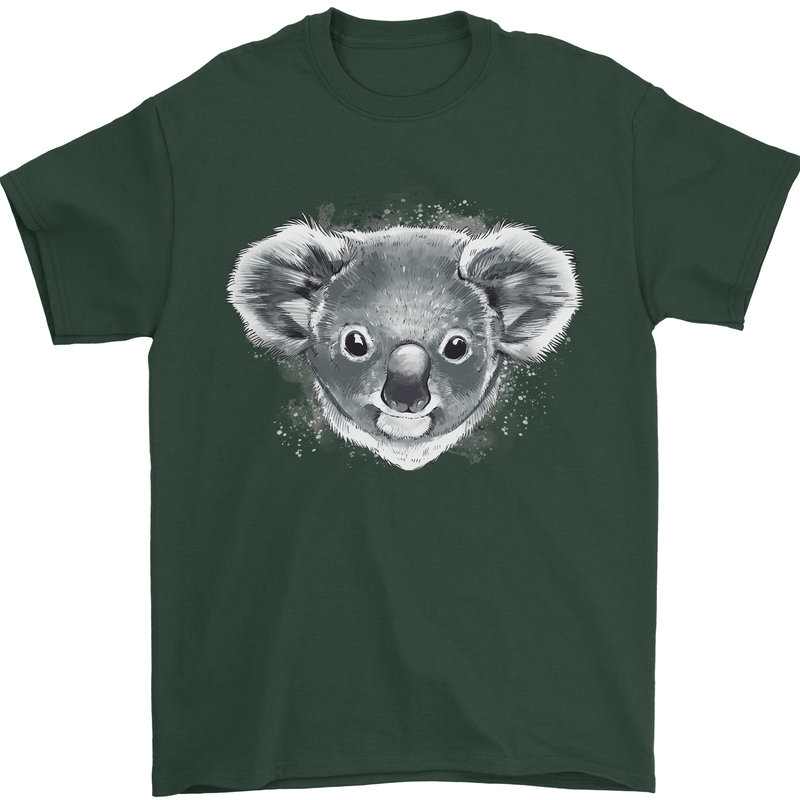 Koala Bear Head Mens T-Shirt 100% Cotton Forest Green