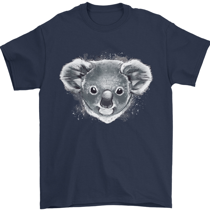 Koala Bear Head Mens T-Shirt 100% Cotton Navy Blue