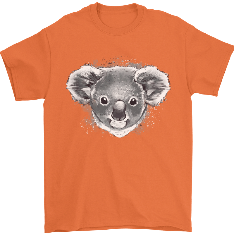 Koala Bear Head Mens T-Shirt 100% Cotton Orange