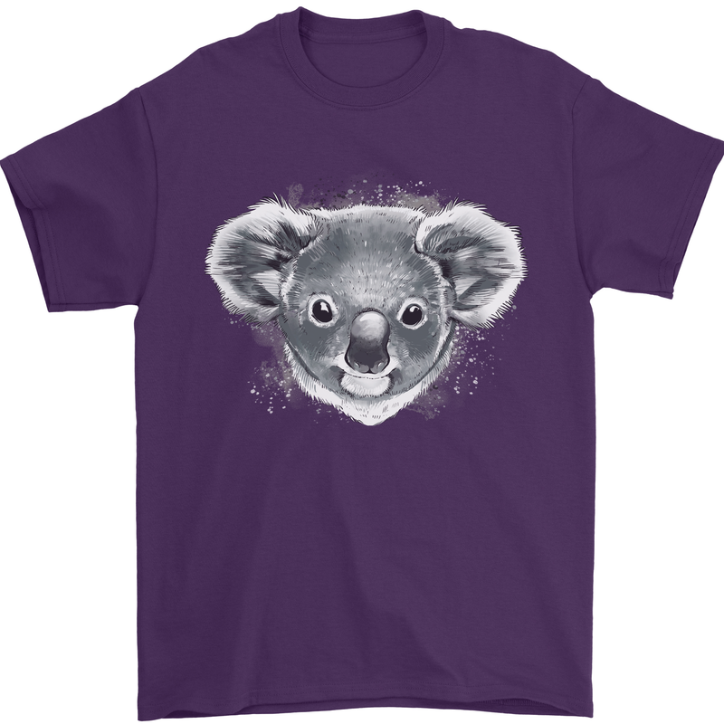 Koala Bear Head Mens T-Shirt 100% Cotton Purple