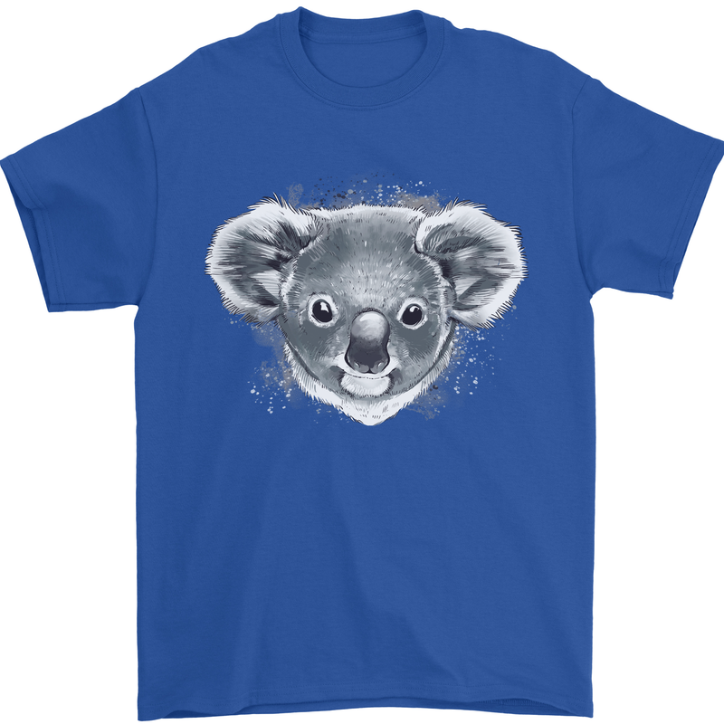 Koala Bear Head Mens T-Shirt 100% Cotton Royal Blue