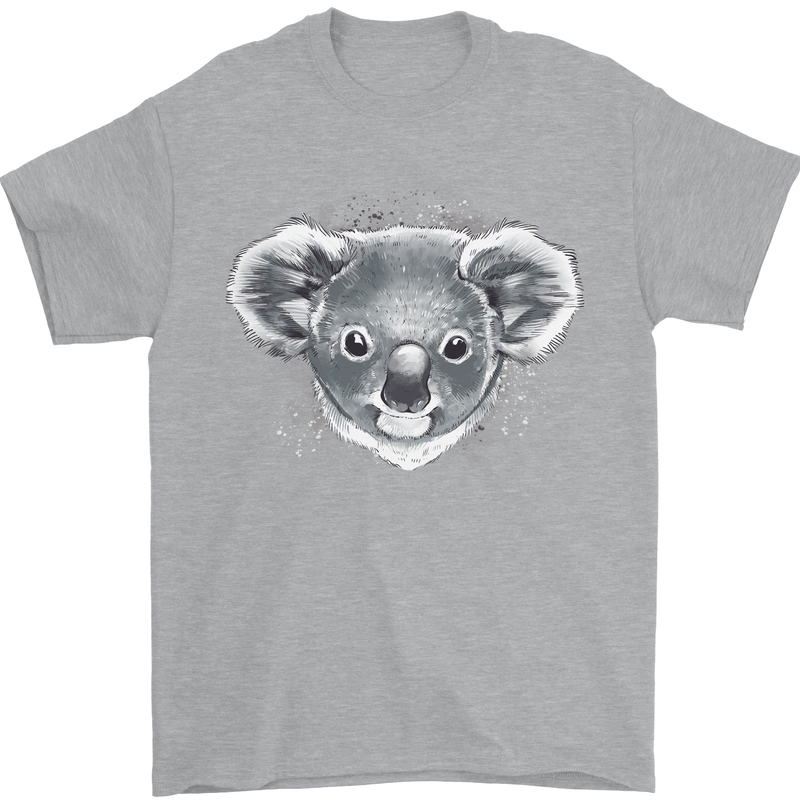 Koala Bear Head Mens T-Shirt 100% Cotton Sports Grey
