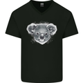 Koala Bear Head Mens V-Neck Cotton T-Shirt Black