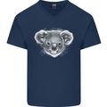 Koala Bear Head Mens V-Neck Cotton T-Shirt Navy Blue