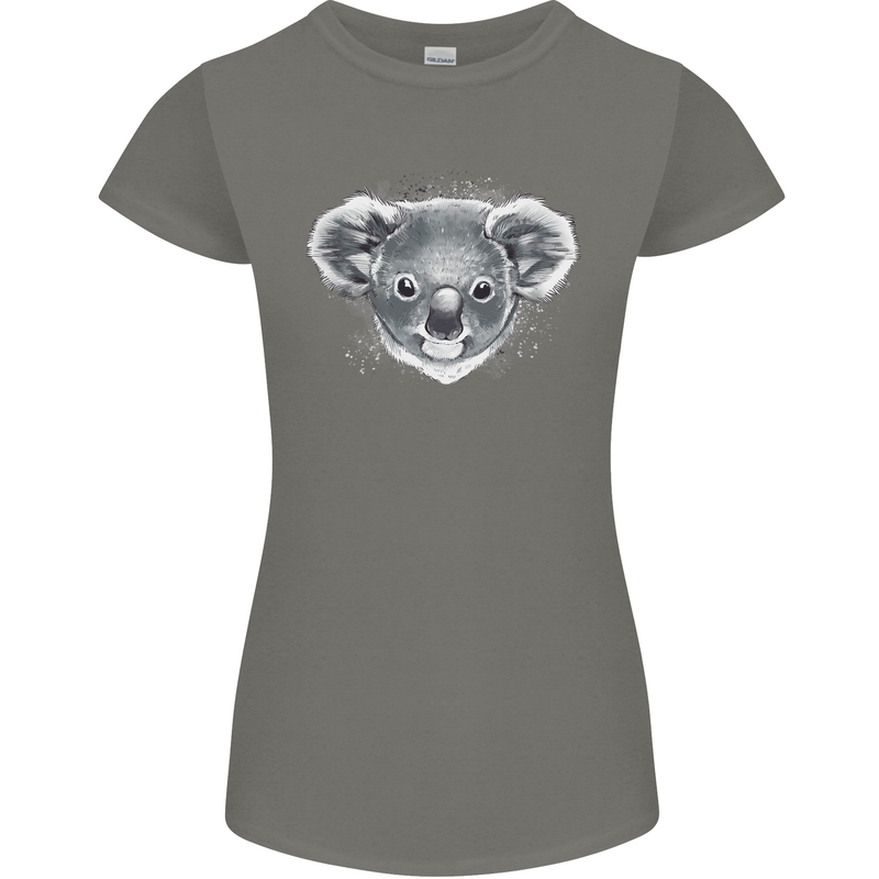 Koala Bear Head Womens Petite Cut T-Shirt Charcoal
