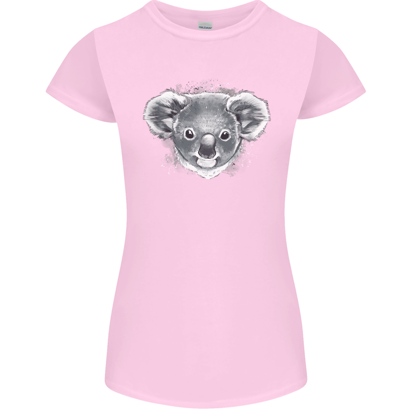 Koala Bear Head Womens Petite Cut T-Shirt Light Pink