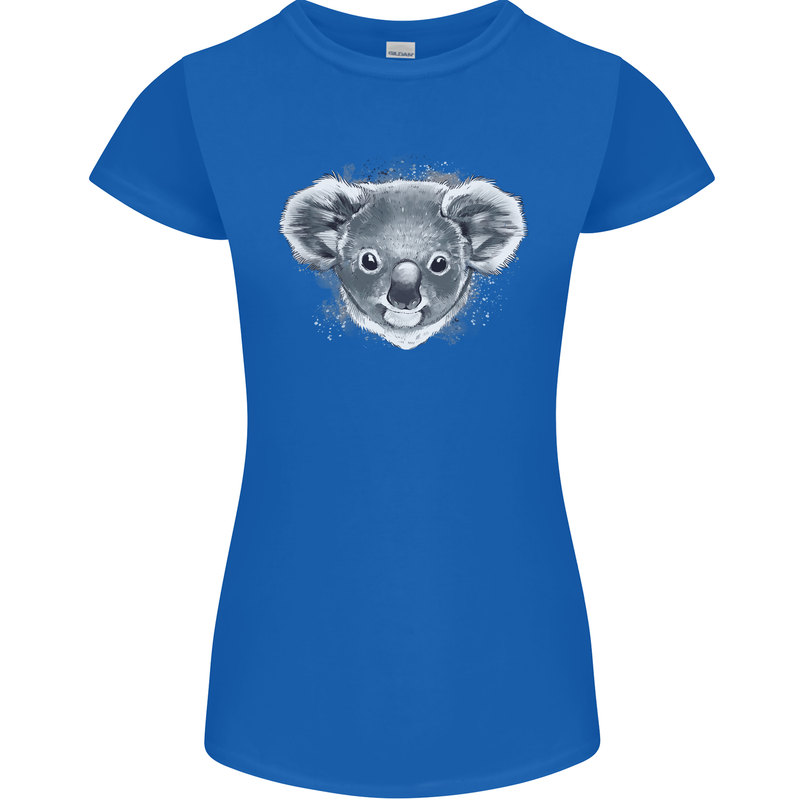 Koala Bear Head Womens Petite Cut T-Shirt Royal Blue