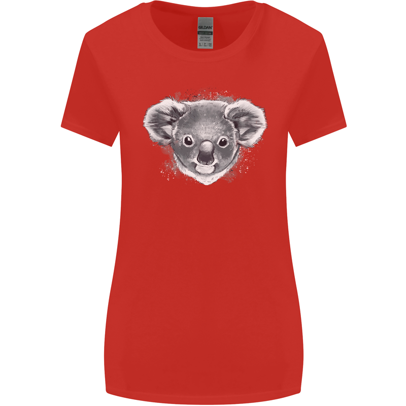 Koala Bear Head Womens Wider Cut T-Shirt Red