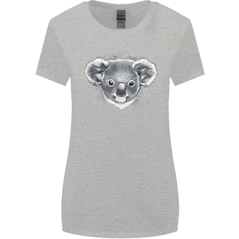Koala Bear Head Womens Wider Cut T-Shirt Sports Grey