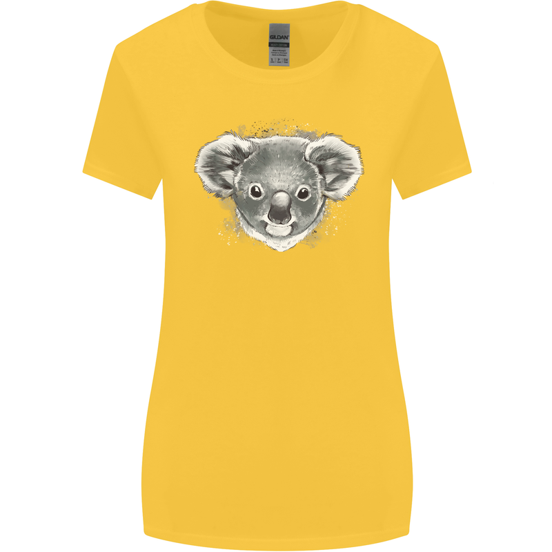 Koala Bear Head Womens Wider Cut T-Shirt Yellow