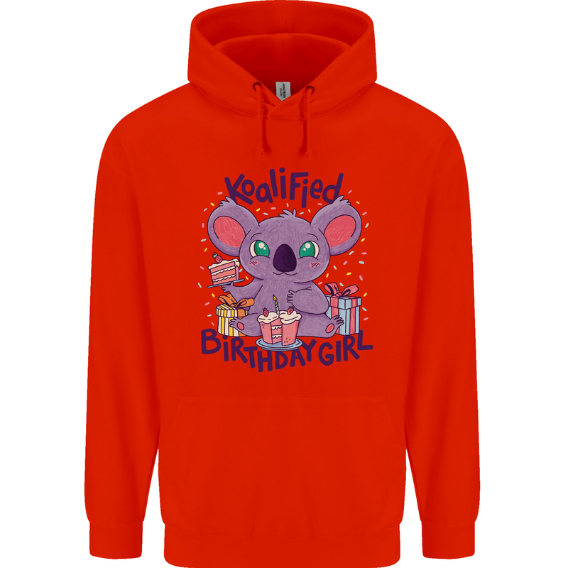 Koalified Birthday Girl 3rd 4th 5th 6th 7th 8th 9th Childrens Kids Hoodie Bright Red