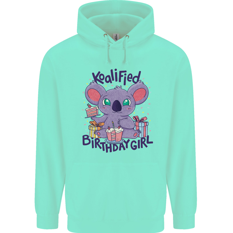 Koalified Birthday Girl 3rd 4th 5th 6th 7th 8th 9th Childrens Kids Hoodie Peppermint