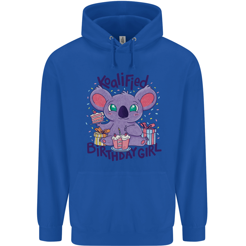 Koalified Birthday Girl 3rd 4th 5th 6th 7th 8th 9th Childrens Kids Hoodie Royal Blue