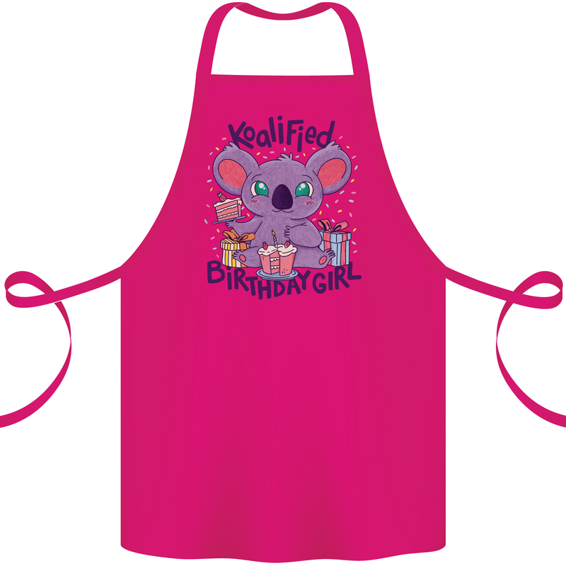 Koalified Birthday Girl 3rd 4th 5th 6th 7th 8th 9th Cotton Apron 100% Organic Pink
