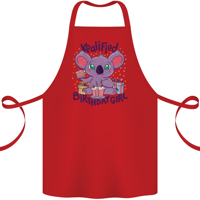 Koalified Birthday Girl 3rd 4th 5th 6th 7th 8th 9th Cotton Apron 100% Organic Red