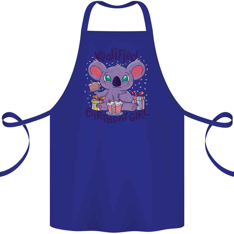 Koalified Birthday Girl 3rd 4th 5th 6th 7th 8th 9th Cotton Apron 100% Organic Royal Blue