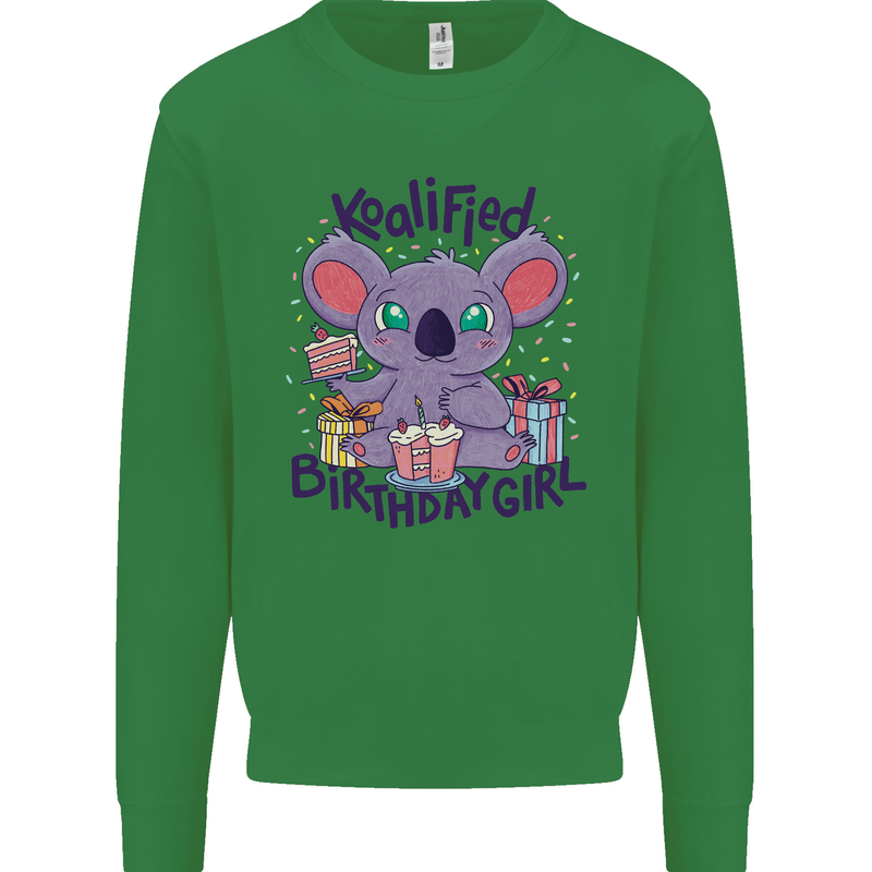 Koalified Birthday Girl 3rd 4th 5th 6th 7th 8th 9th Kids Sweatshirt Jumper Irish Green
