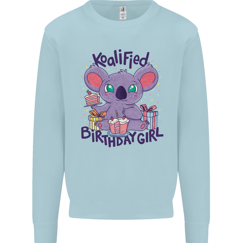 Koalified Birthday Girl 3rd 4th 5th 6th 7th 8th 9th Kids Sweatshirt Jumper Light Blue