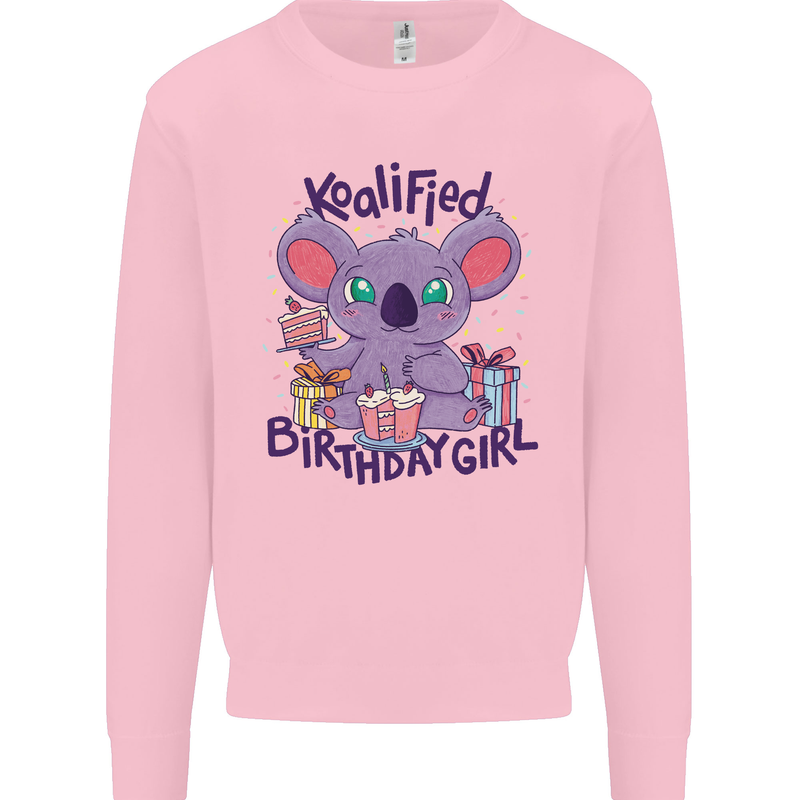 Koalified Birthday Girl 3rd 4th 5th 6th 7th 8th 9th Kids Sweatshirt Jumper Light Pink