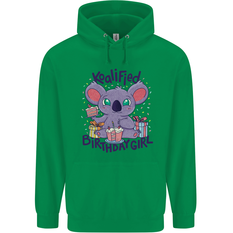 Koalified Birthday Girl 3rd 4th 5th 6th 7th 8th 9th Mens 80% Cotton Hoodie Irish Green