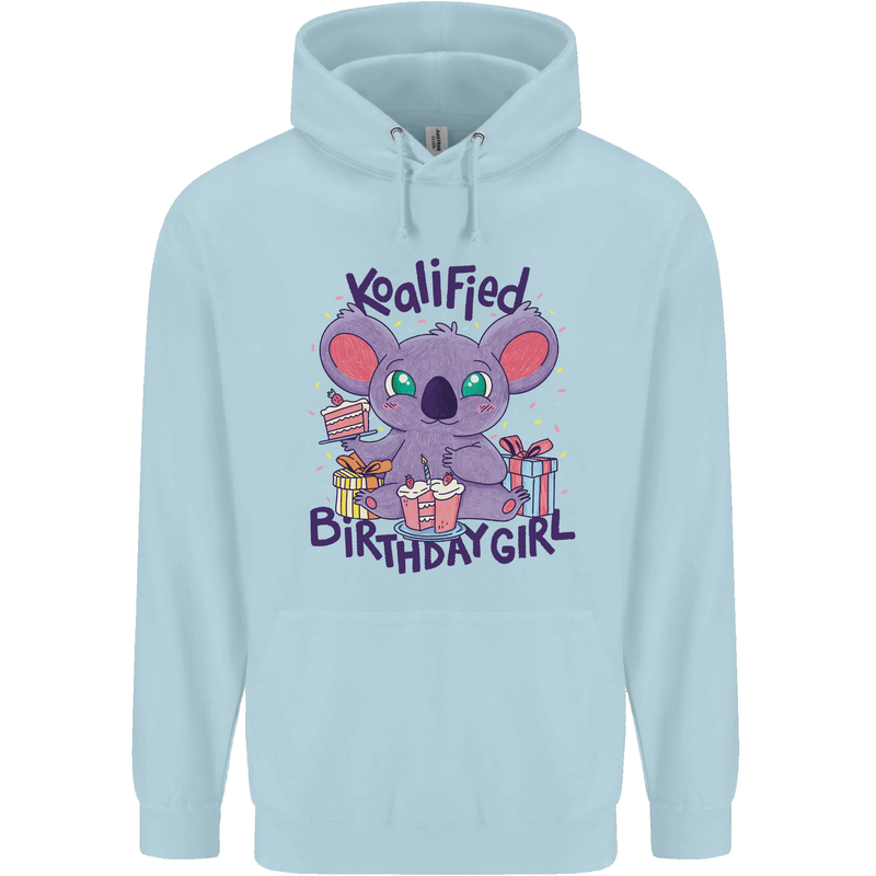 Koalified Birthday Girl 3rd 4th 5th 6th 7th 8th 9th Mens 80% Cotton Hoodie Light Blue