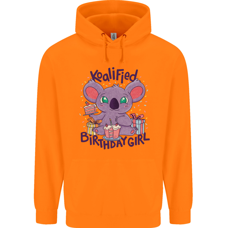 Koalified Birthday Girl 3rd 4th 5th 6th 7th 8th 9th Mens 80% Cotton Hoodie Orange