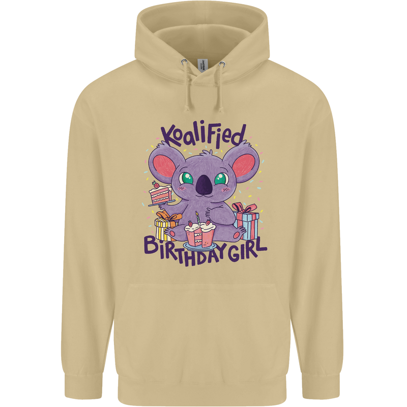 Koalified Birthday Girl 3rd 4th 5th 6th 7th 8th 9th Mens 80% Cotton Hoodie Sand
